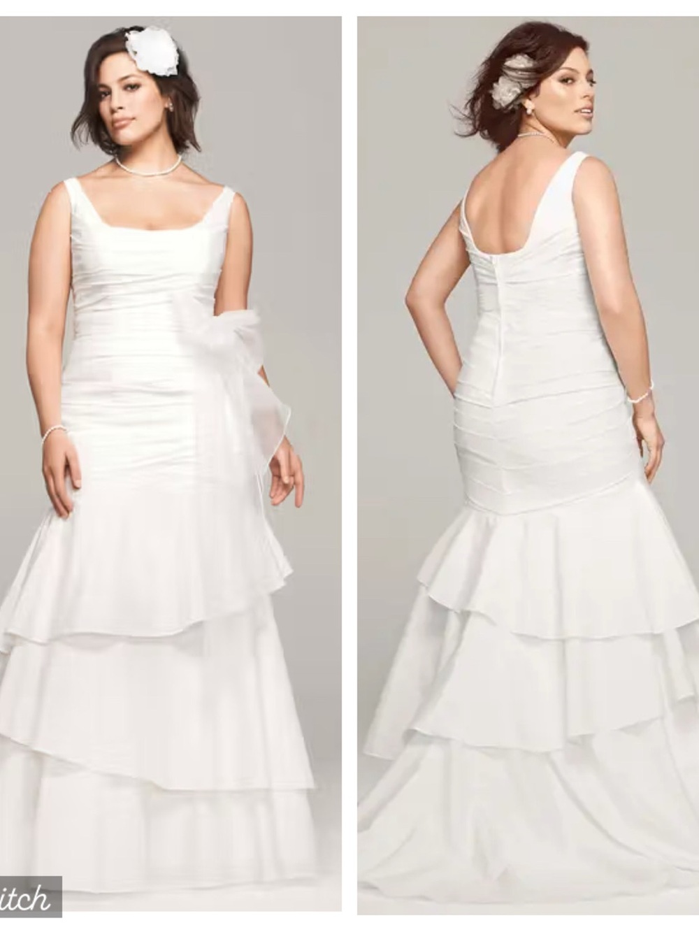 Stunning David’s Bridal Tiered Taffeta Wedding Gown